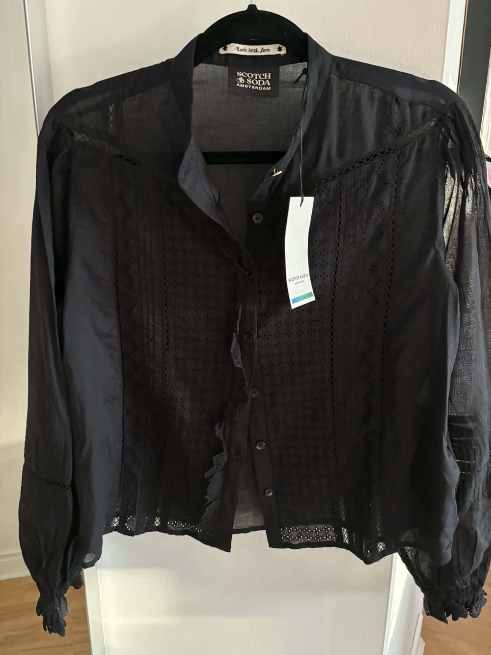 Scotch & Soda NWT Black Sheer Button-Up Blouse